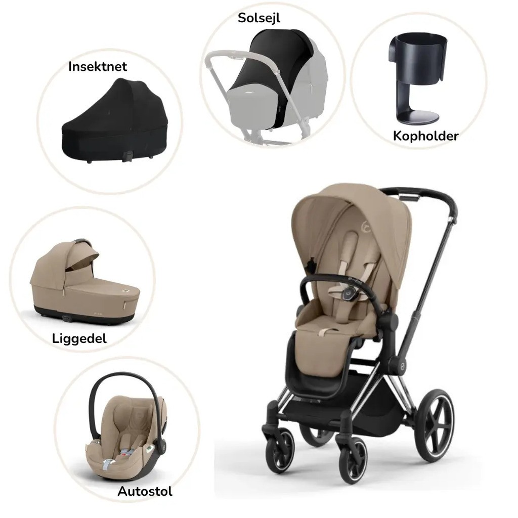 Priam pakke - cozy beige/chrome black PLUS