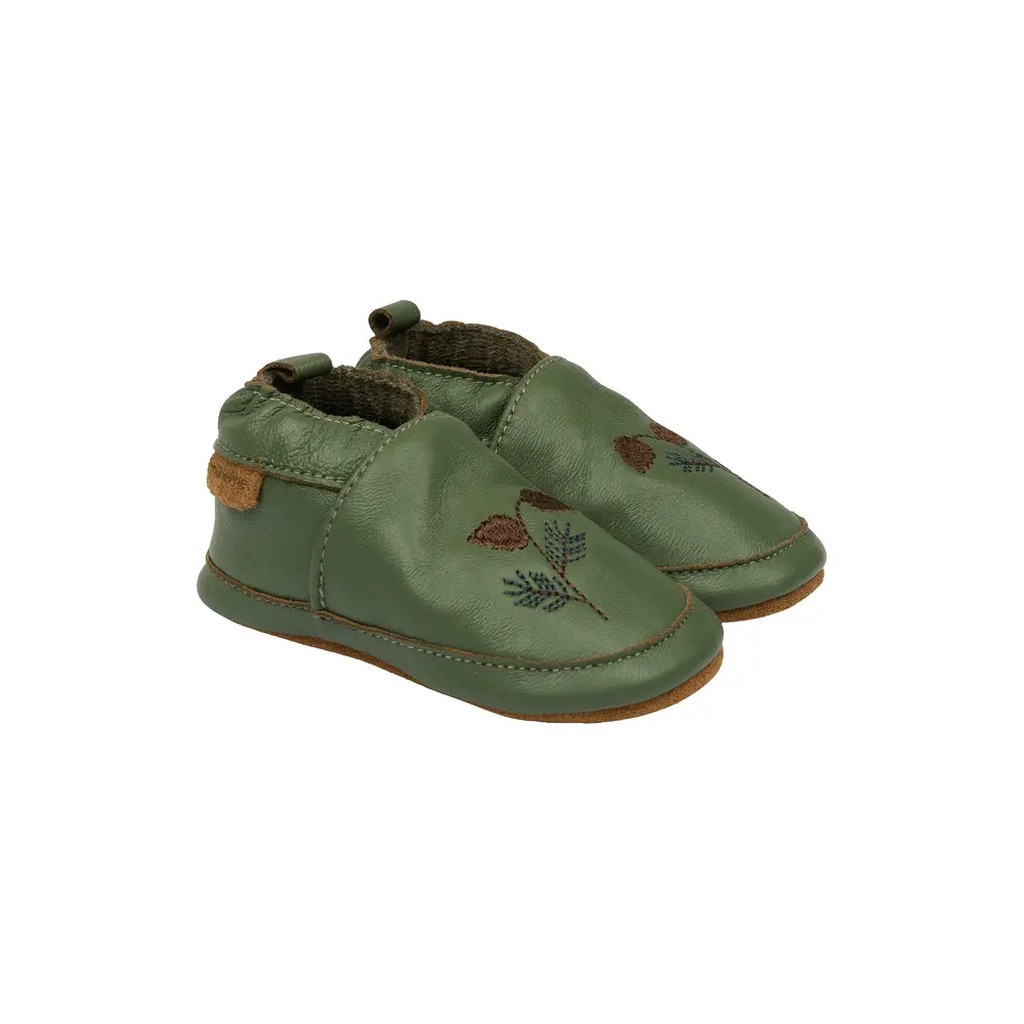 Læder Slipper - 3D - Thyme - 6-12 MDR.