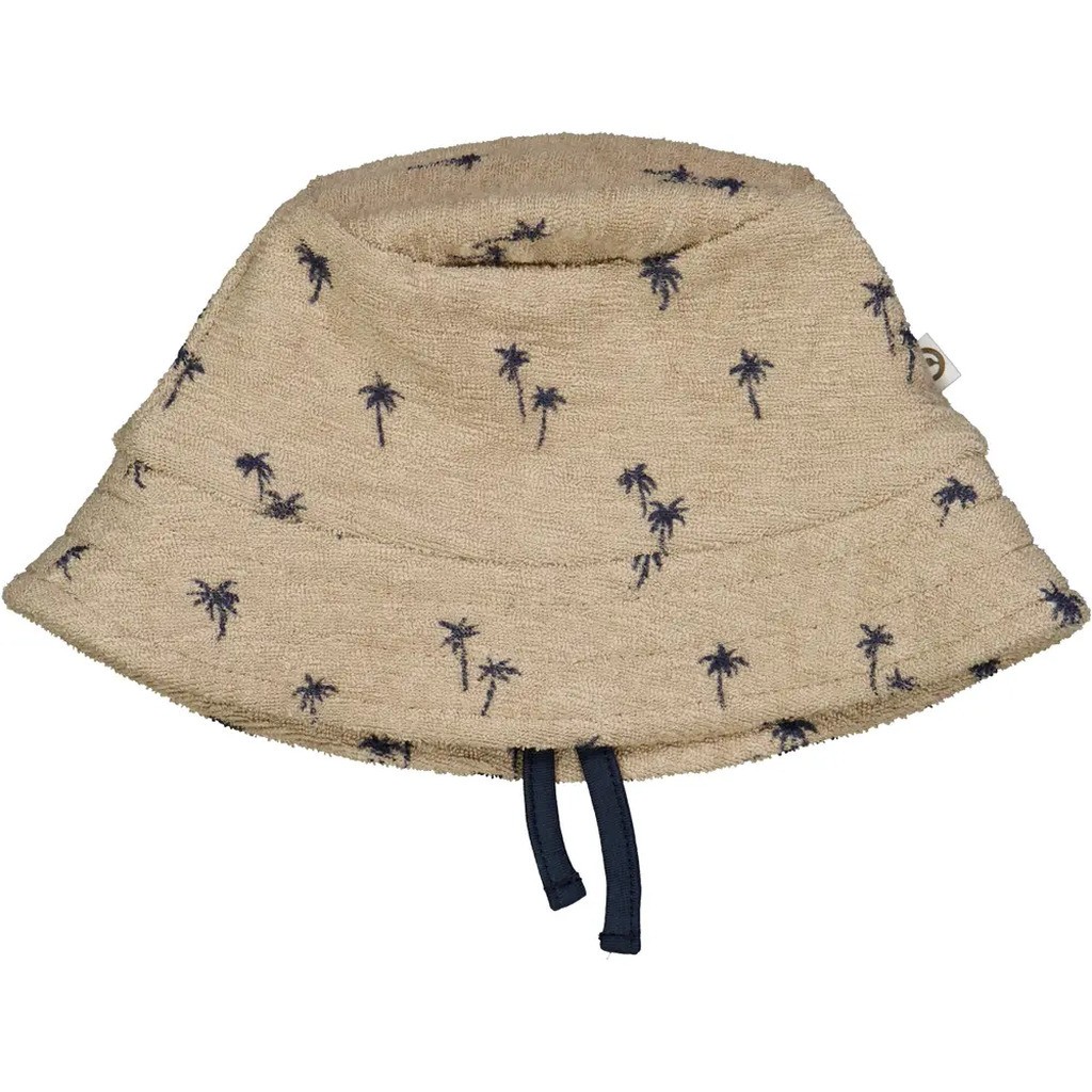 Palm bøllehat med bindebånd - Cashmere/ Night blue - 80/86
