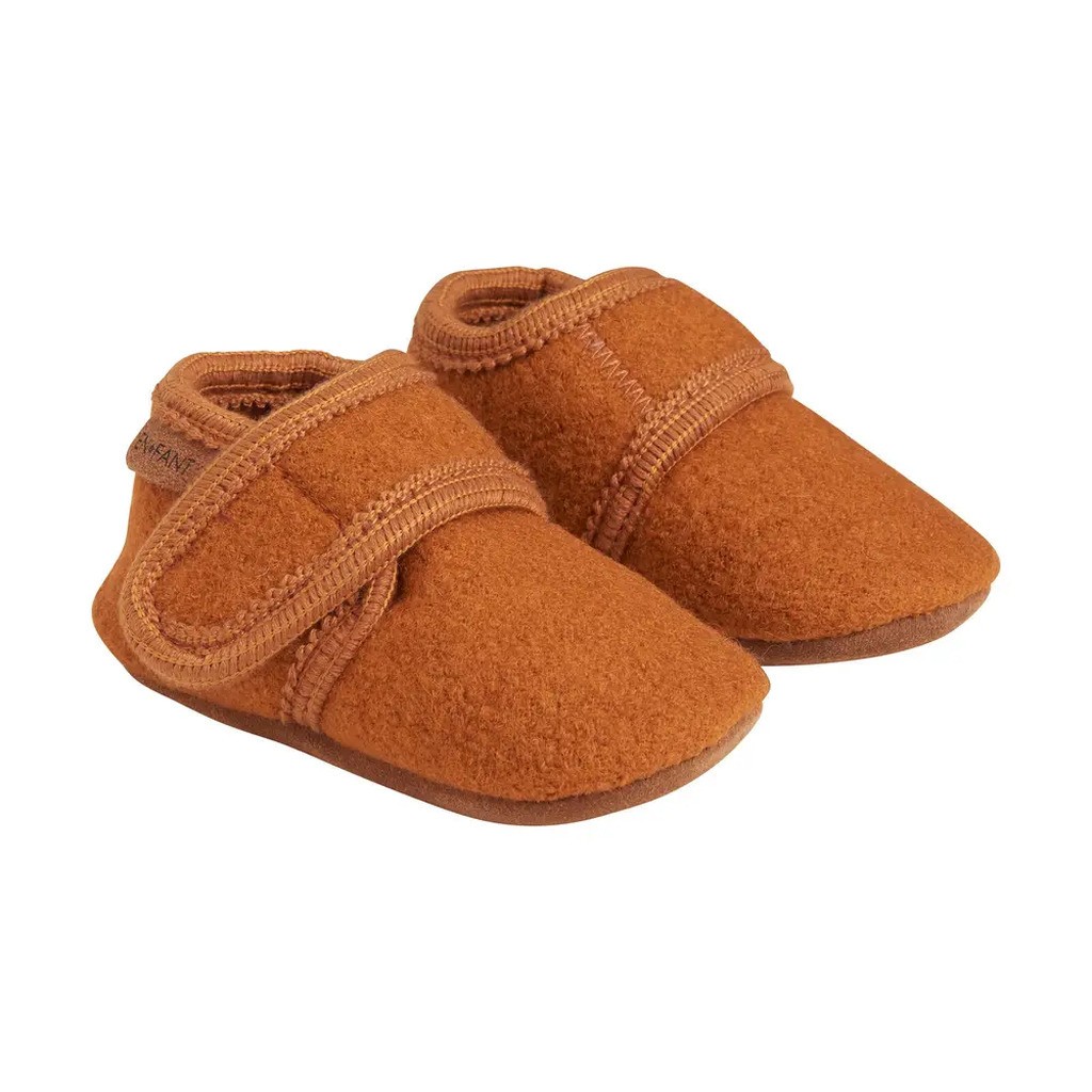 Baby wool slippers - Leather Brown - 19-20