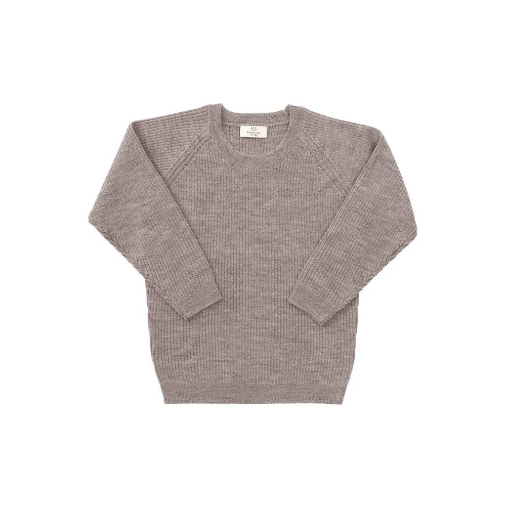 Klassisk merino bluse i rib - LYS BRUN - 104
