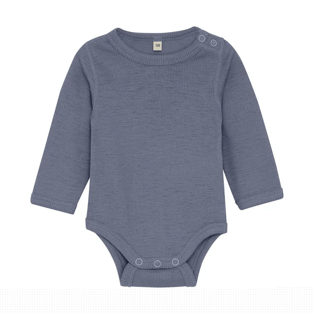 Uld body langærmet body - solid - Folkstone Gray Melange - 50