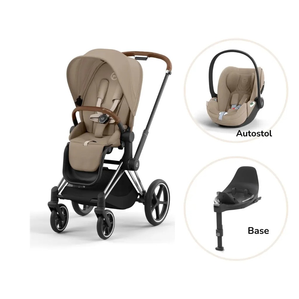 Priam klapvogn inkl. cloud T og base - cozy beige/chrome brown PLUS
