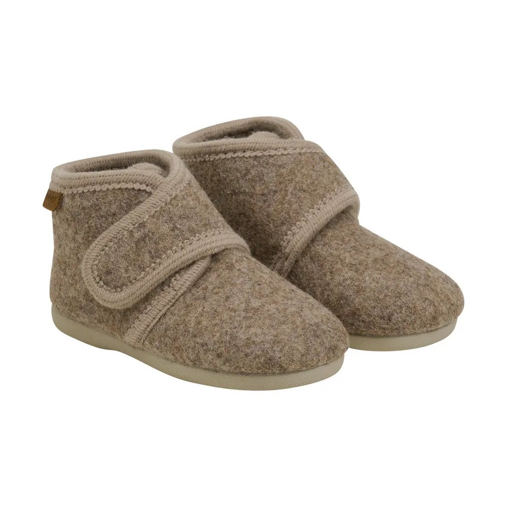Uldhjemmesko velcro - Walnut Melange - 30