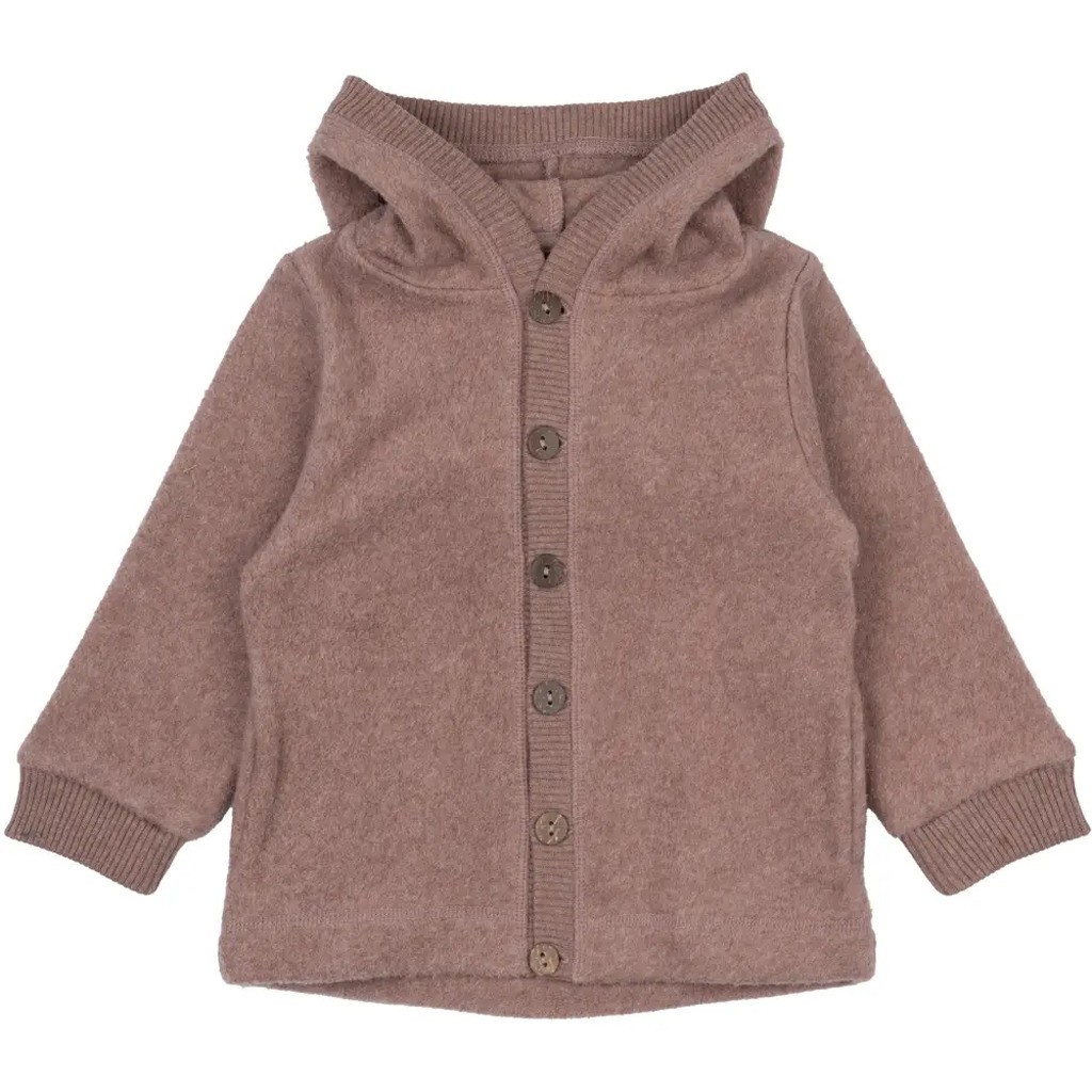 Bomuld Fleece Cardigan med hætte - BURLWOODME - 0-3 MDR.