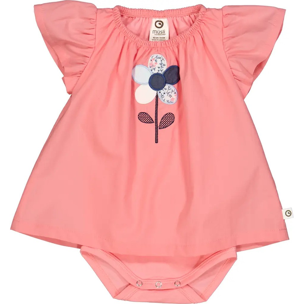 Petit body kjole med blomst - Bubblegum - 98
