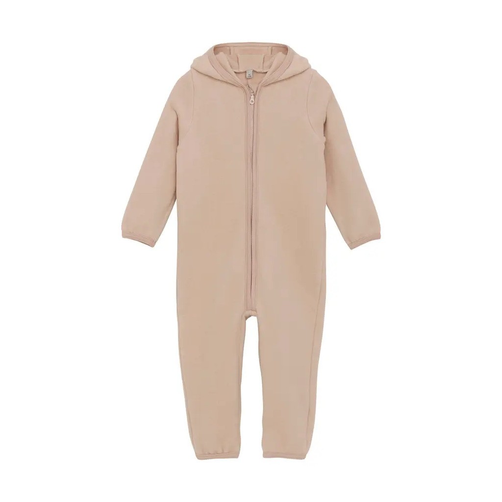 Køredragt m. ører Uld Fleece - Mahogany Rose - 80