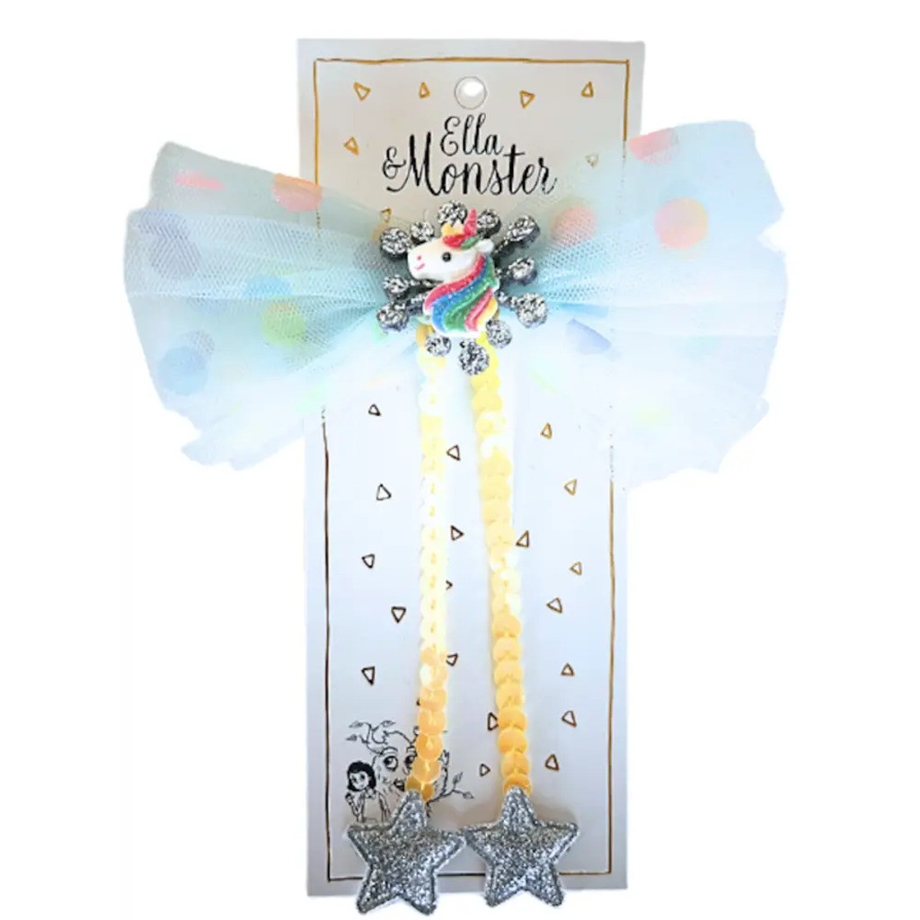 Hårclips Big Unicorn Bow Green