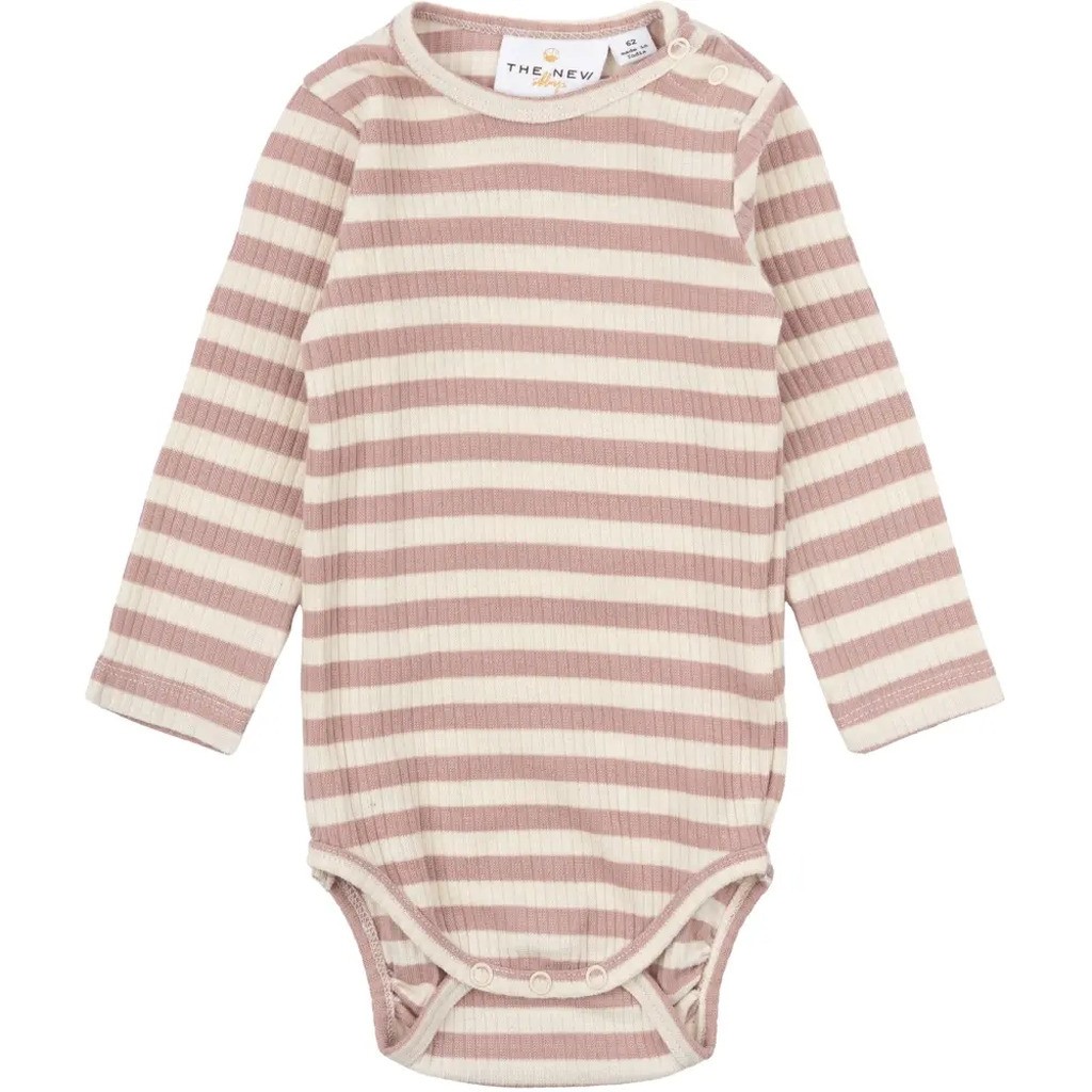 Fro Uni LS Rib Body - Rose stripe - 80