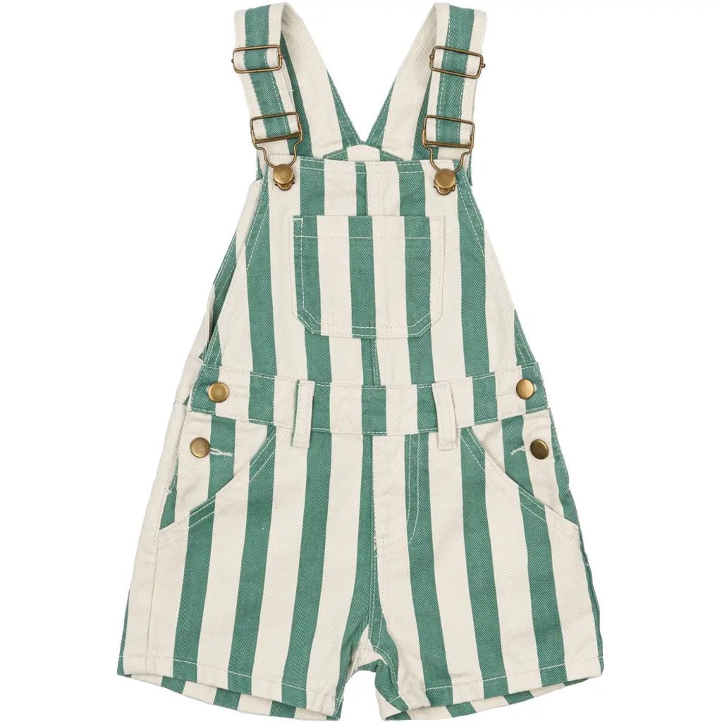 Newman Short Dungarees - GREENSTRIP - 98
