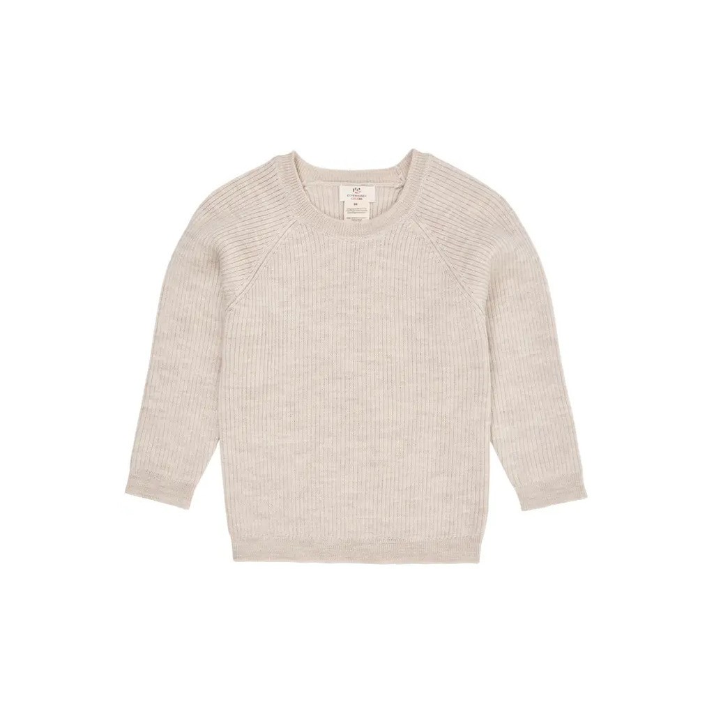Klassisk merino bluse i rib - CREAM - 92