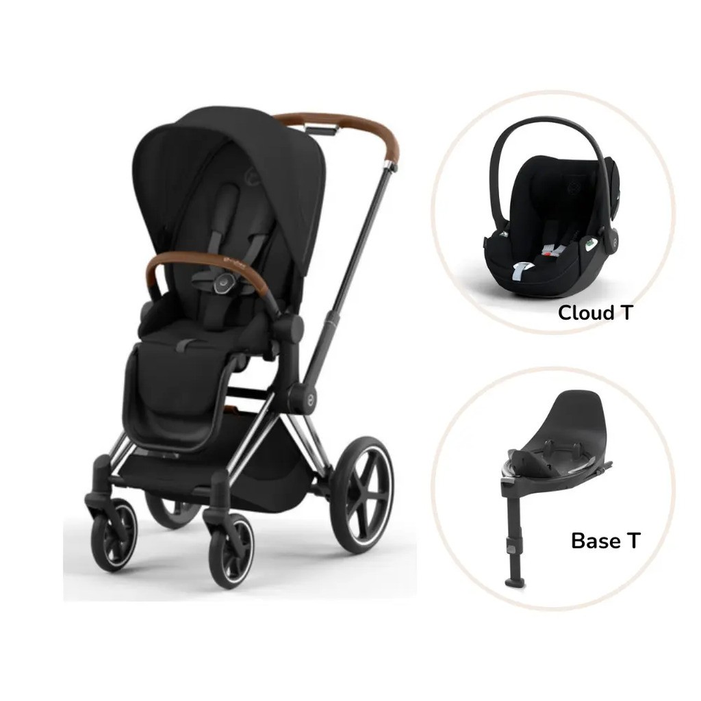 Priam klapvogn inkl. cloud T og base - sepia black/chrome brown PLUS