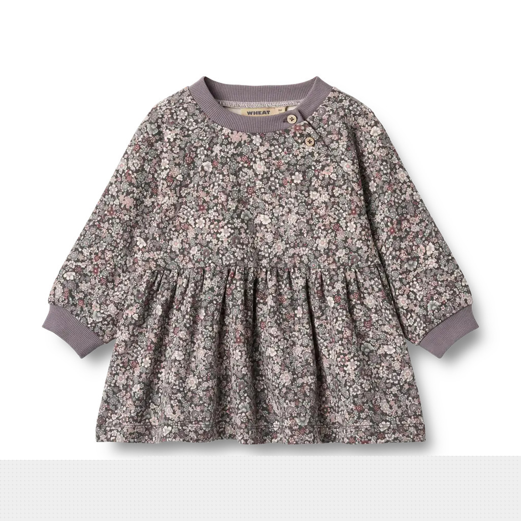 Dorthea Jersey Kjole - Purple stone flowers - 9 MDR.