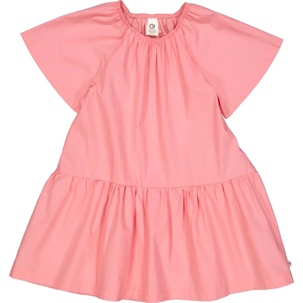 Poplin kortærmet kjole - Bubblegum - 104
