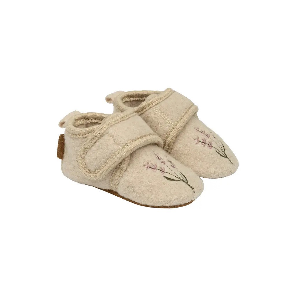 Uld Hjemmesko m. Boderi - Off White - 36-48 MDR.