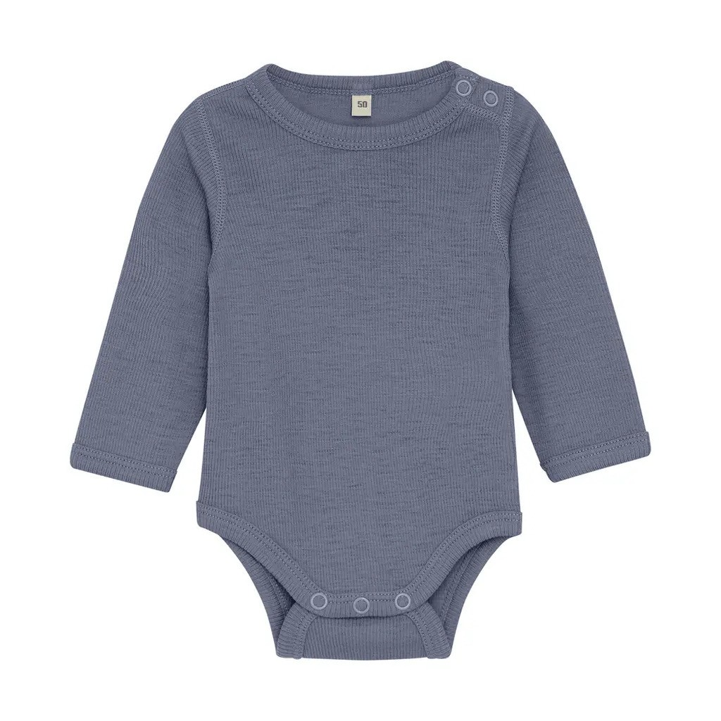 Uld body langærmet body - solid - Folkstone Gray Melange - 90