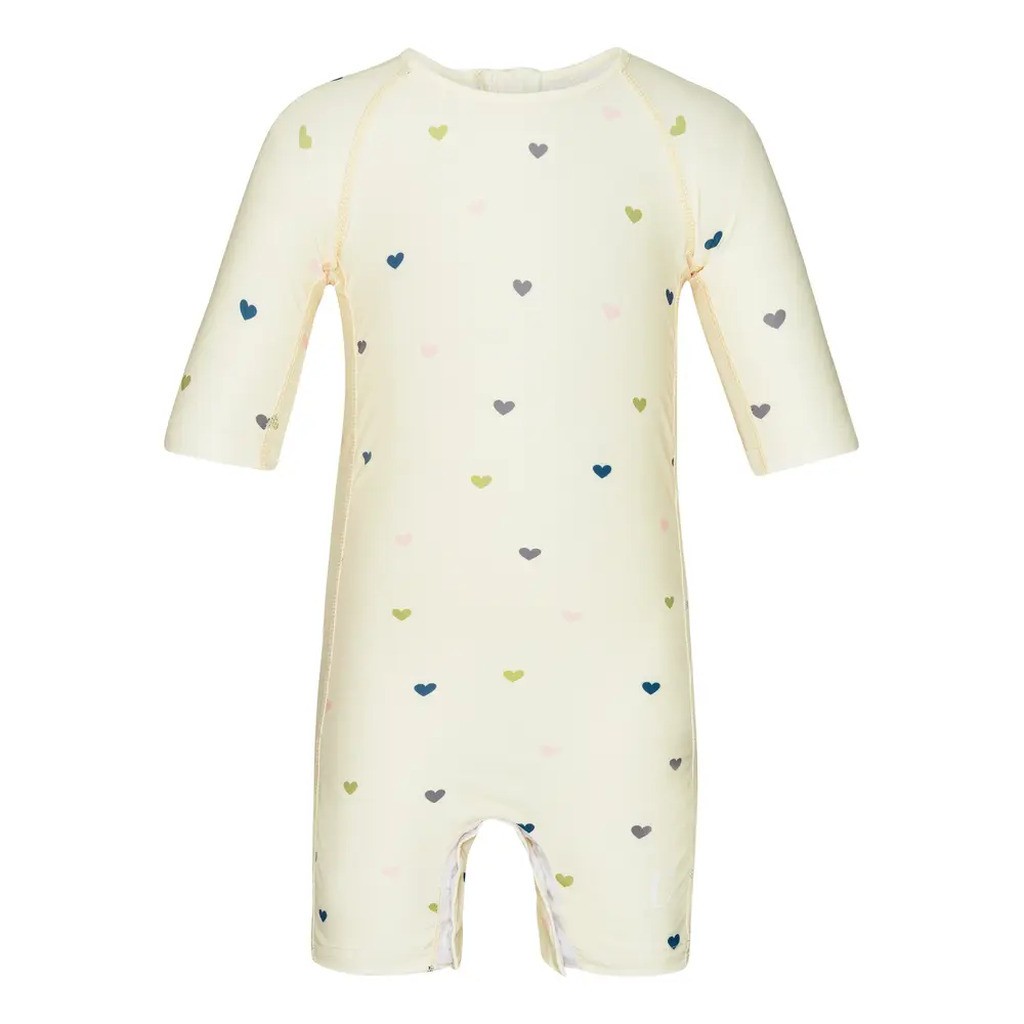 Baby badedragt - Milk - Hearts - MILK - 0-3 MDR.