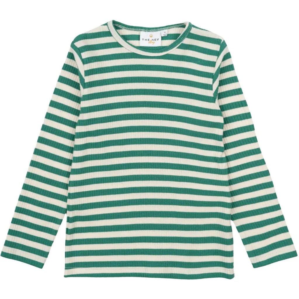 Fro Uni LS Rib T-shirt - Green stripe - 86