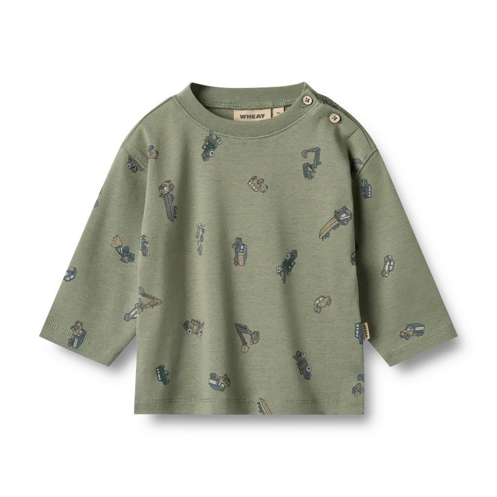 Malthe T-shirt Langærmet - Dusty green cars - 12 MDR.