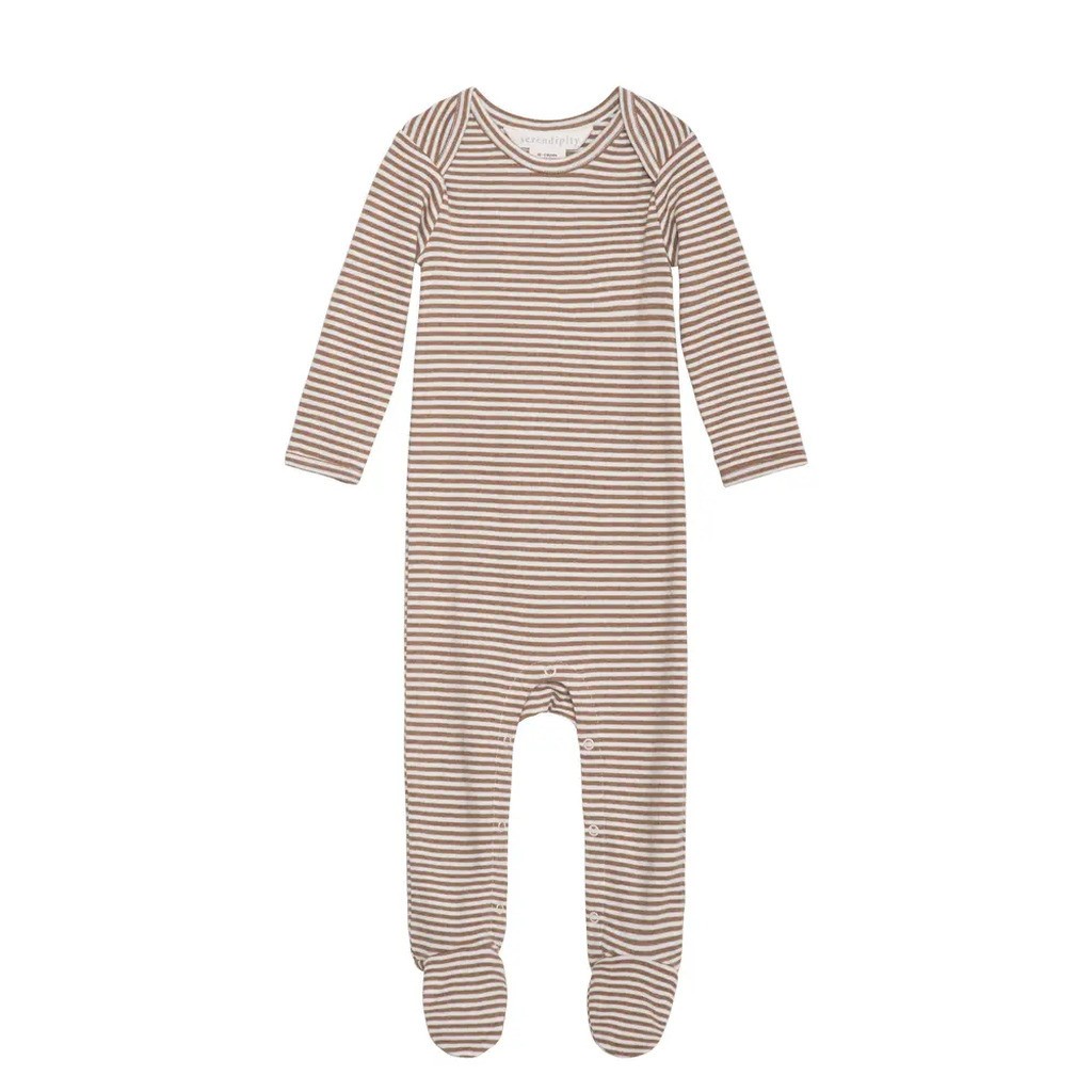 Baby Stribet Dragt - Almond/Offwhite - 80 / 12 MDR.