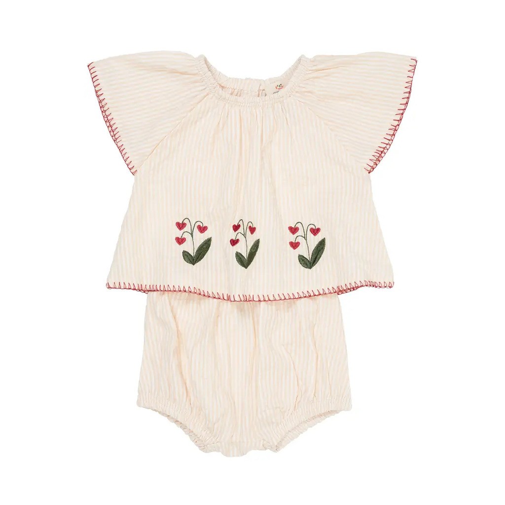 Bæk og bølge babyset m. broderi - BERRY - 56