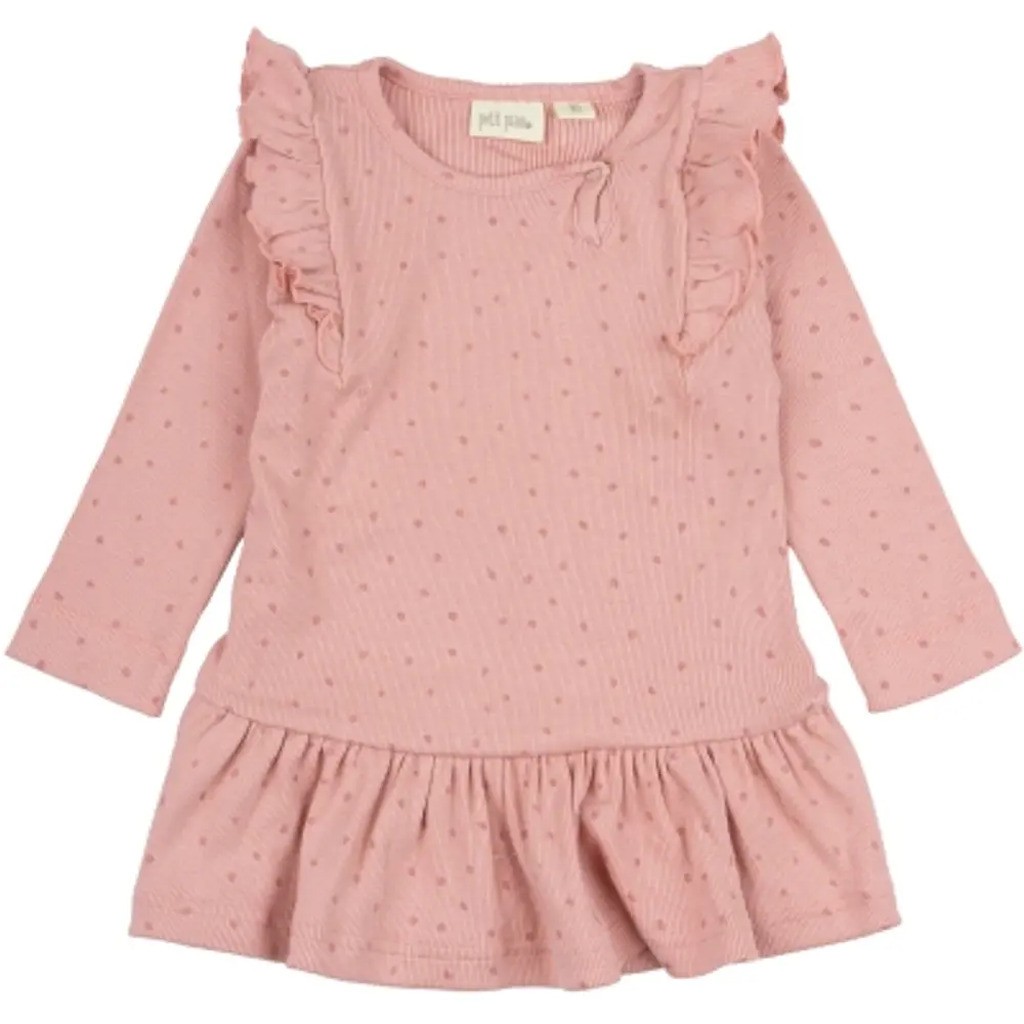 Dress LS Frills Dot - BRIGHTROSE - 80