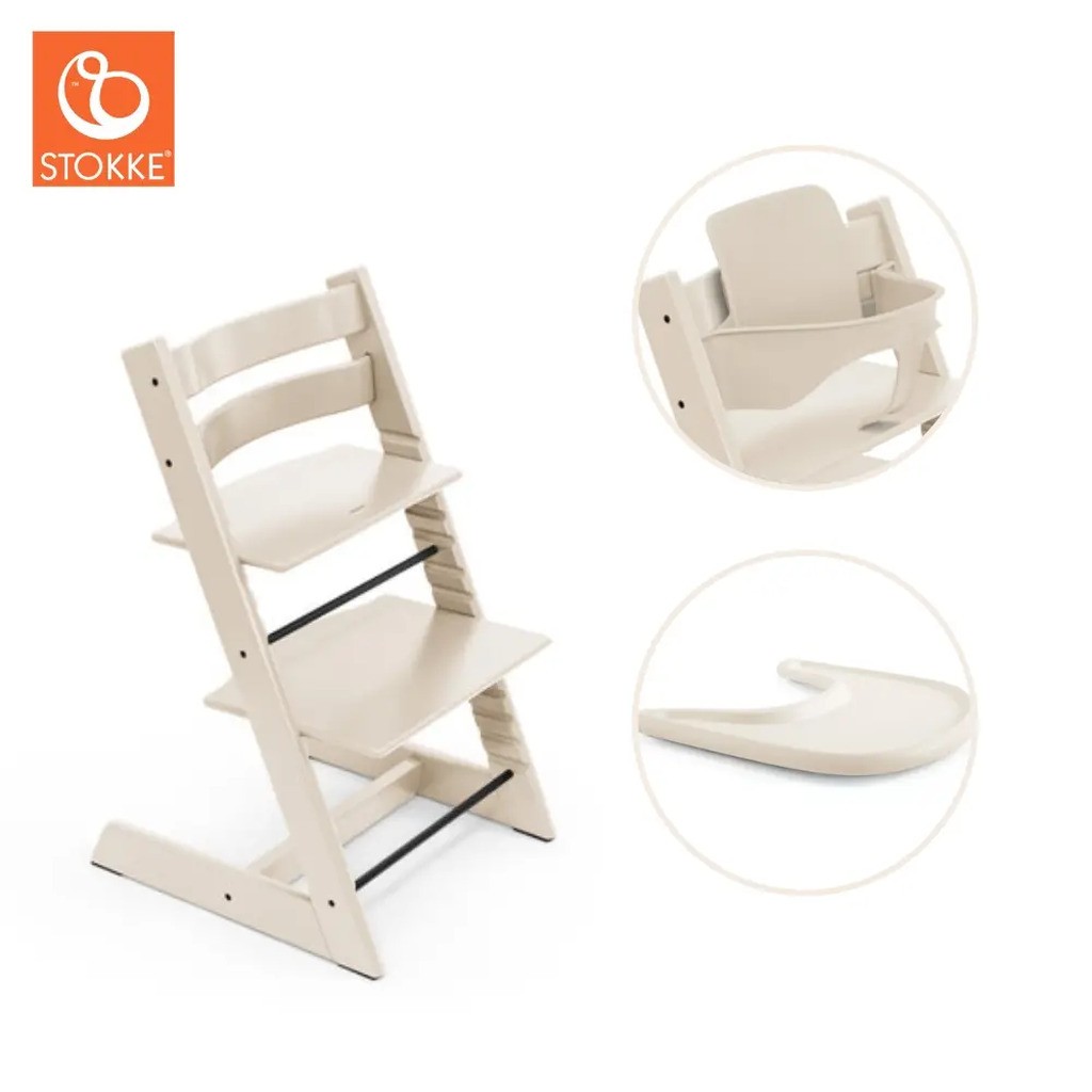 Højstol inkl. babysæt og tray - Vanilla White