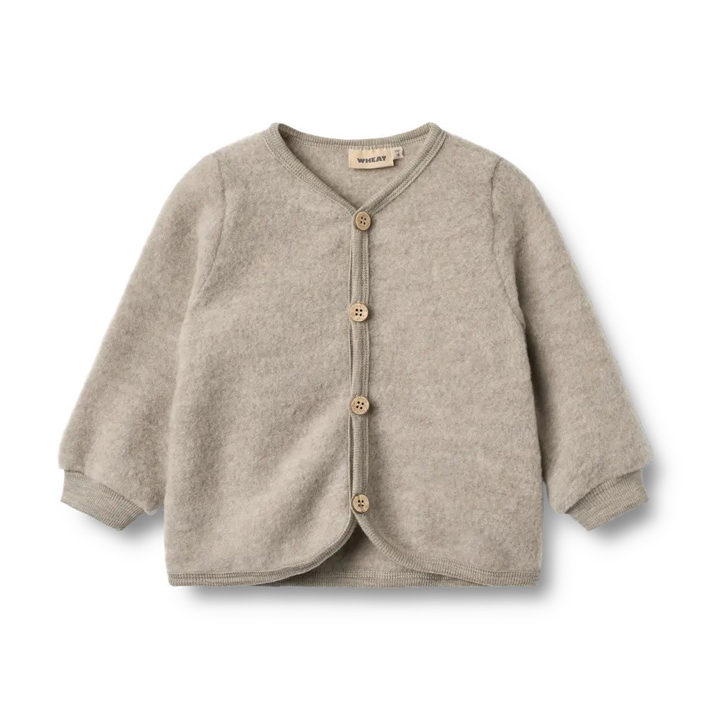 Kari Uld Fleece Cardigan - Khaki melange - 18 MDR.