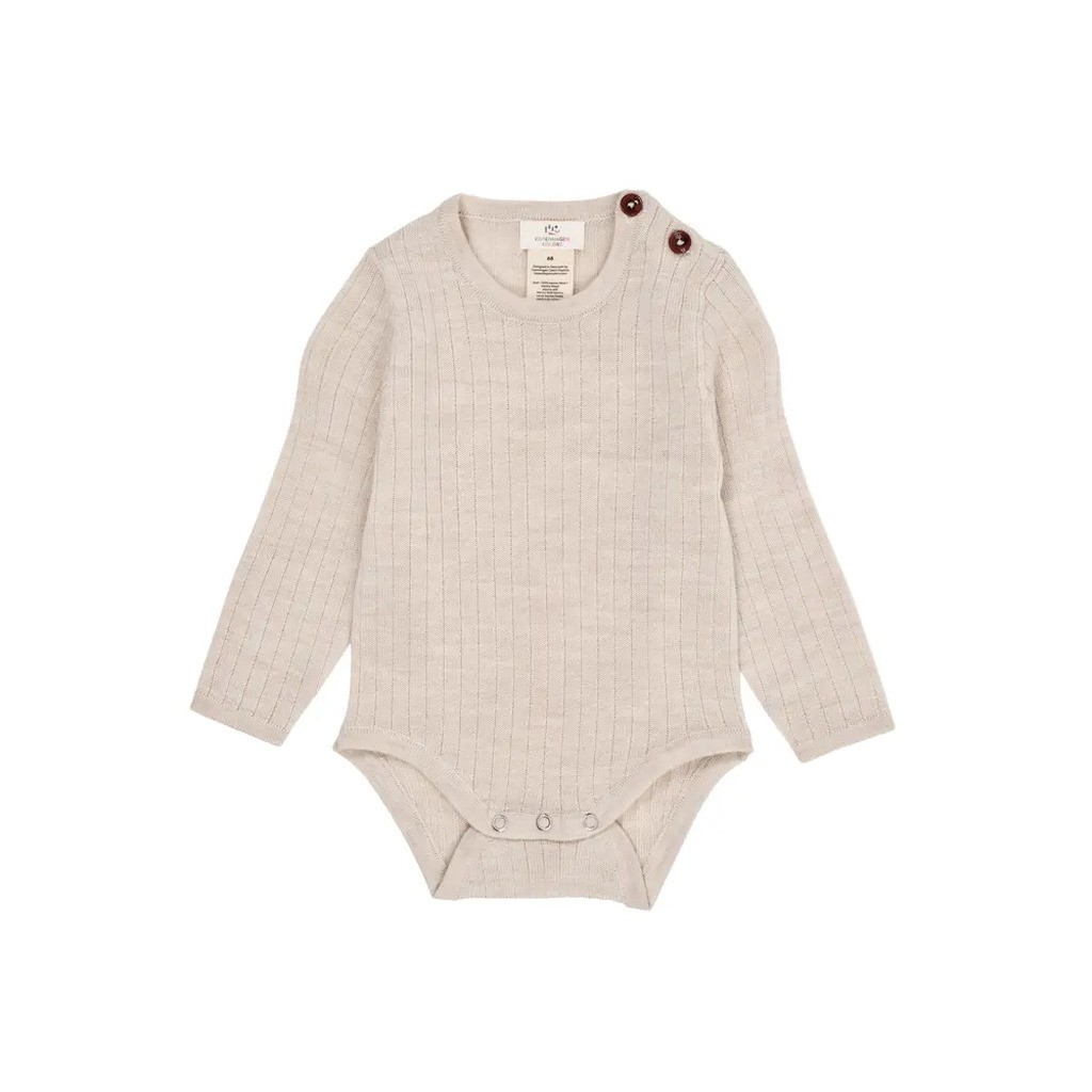 Langærmet rib body - LYS SAND - 56