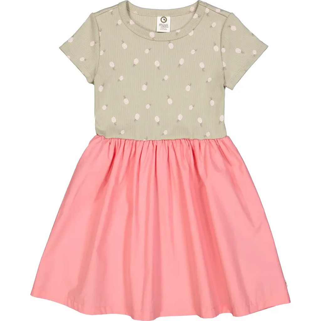 Pineapple rib swing kjole med ananas - Soft green/ Poetry green/ Mary - 128