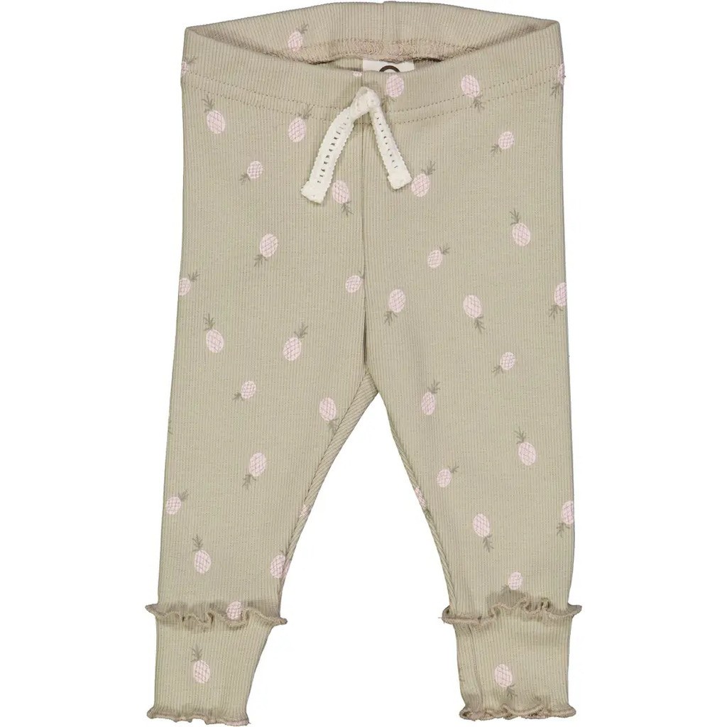Pineapple rib leggings med flæser - Soft green/ Poetry green/ Mary - 98