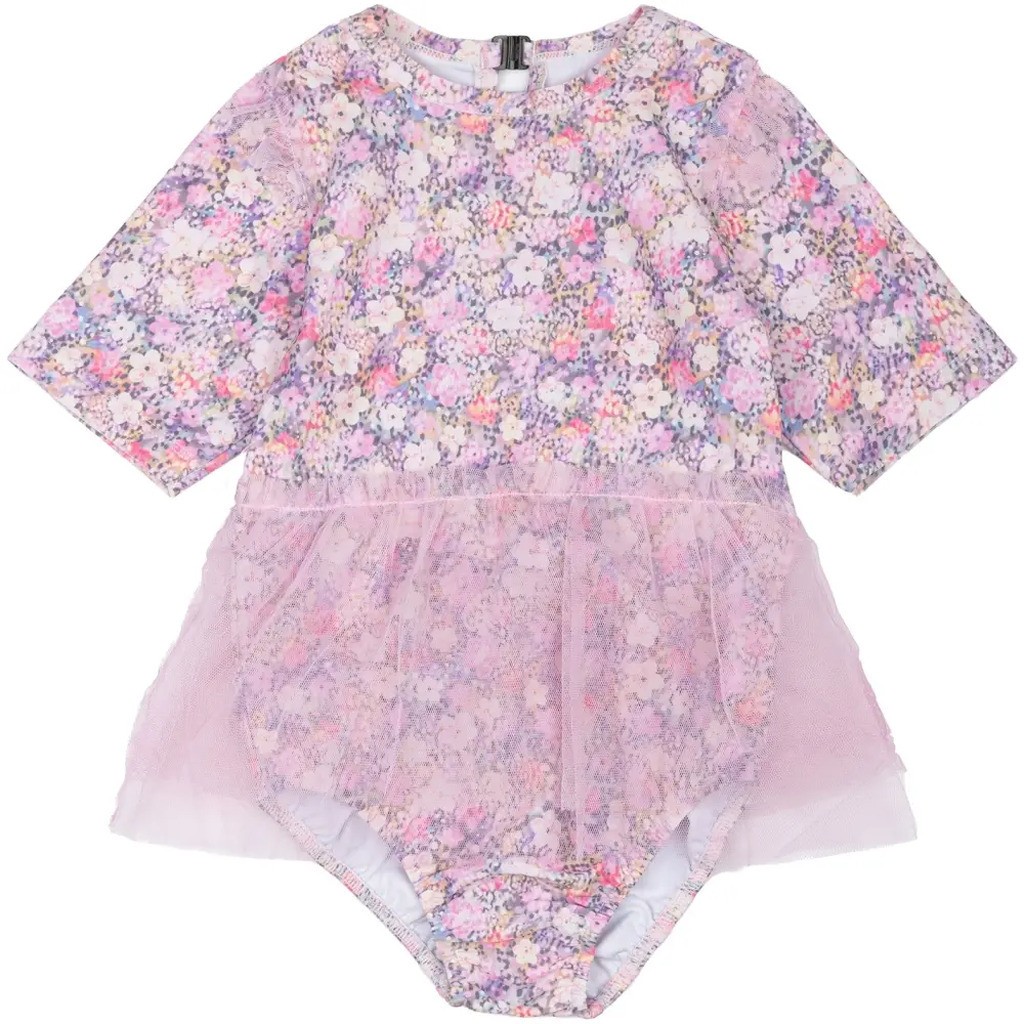 Badedragt UV m Skørt AOP Recycled - LILAS - 3-4 ÅR