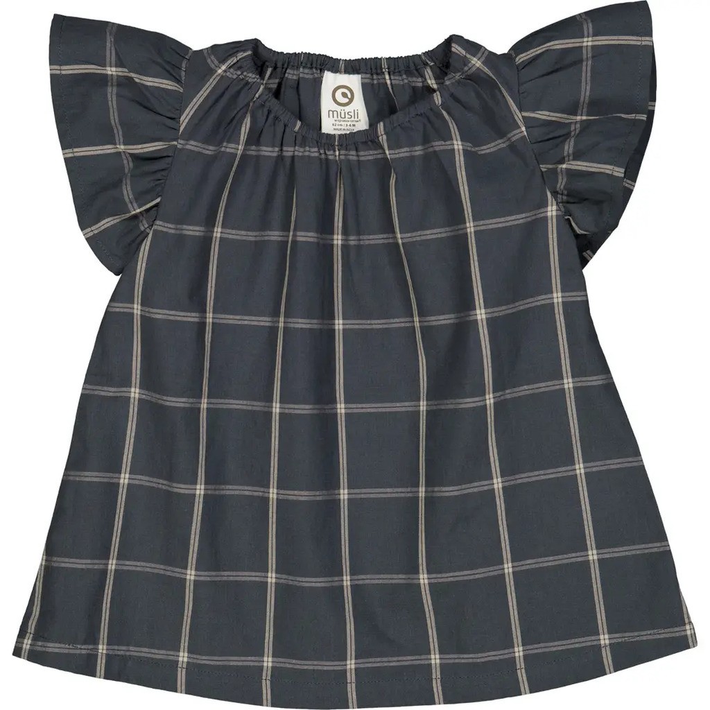 Check kjole med tern - Night blue/ Cashmere - 80