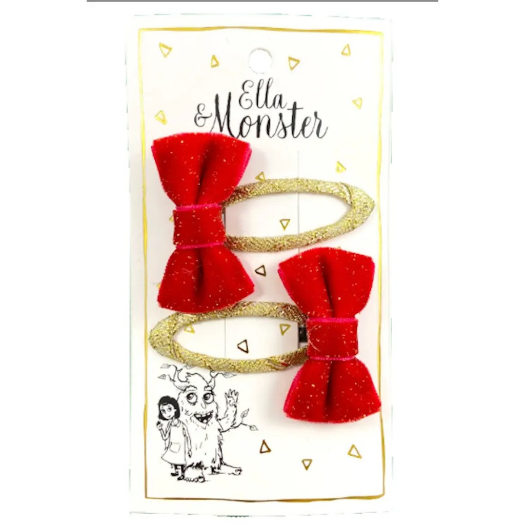 Hårspænde Fløjl Juliet Sløjfe Rød