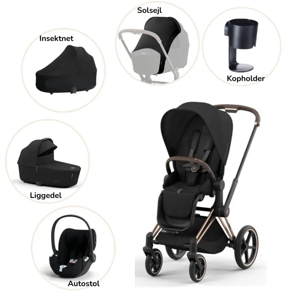 Priam pakke - sepia black/rosegold PLUS