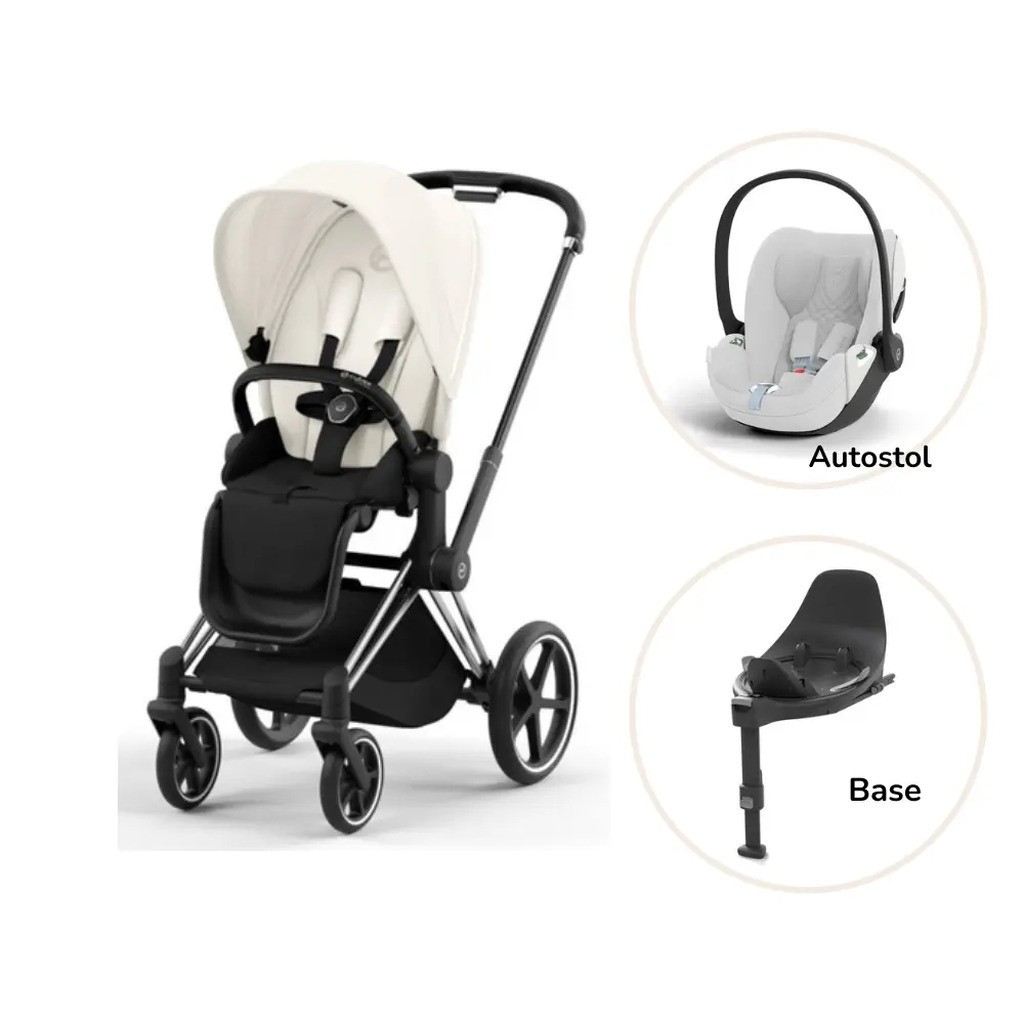Priam klapvogn inkl. cloud T og base - off white/chrome black PLUS
