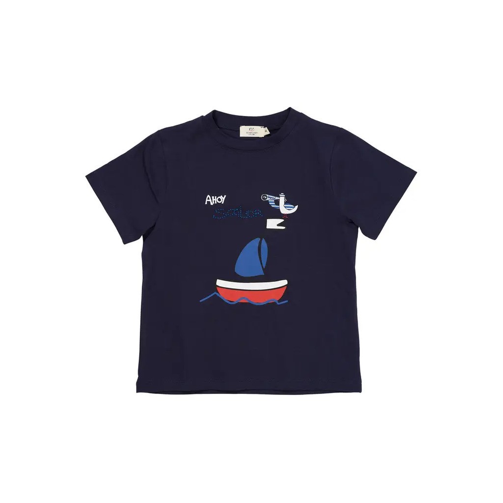 T-shirt m. print - NAVY - 98