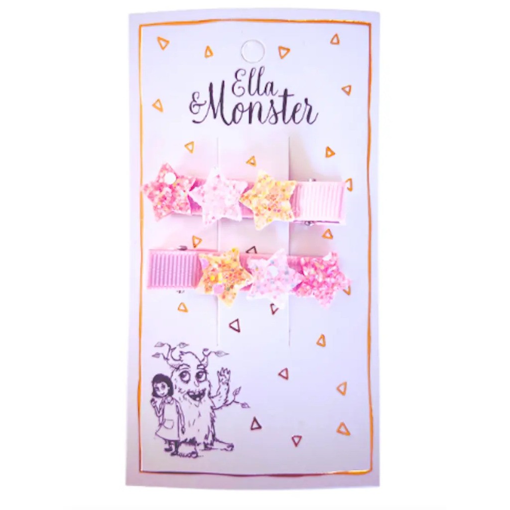 Hårclips Sparkle Star Line Rose