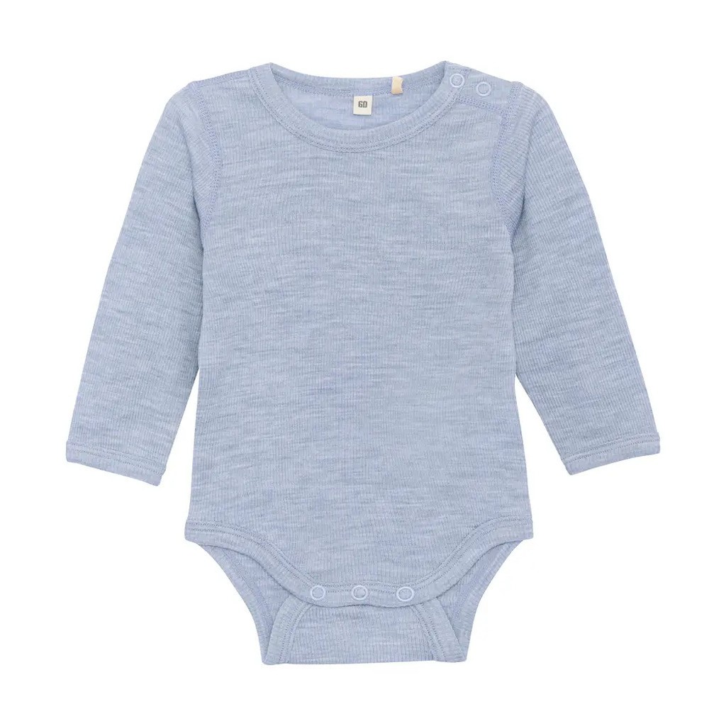 Uld body langærmet - solid - Flint Stone Melange - 100