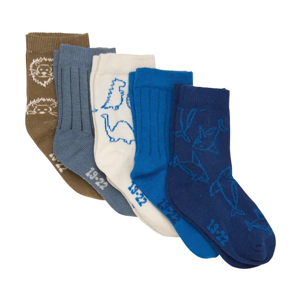 Strømpe m. mønster (5-pak) - Deep Water - 23/26