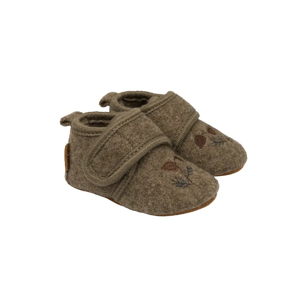 Uld Hjemmesko m. Boderi - Melange denver - 6-12 MDR.