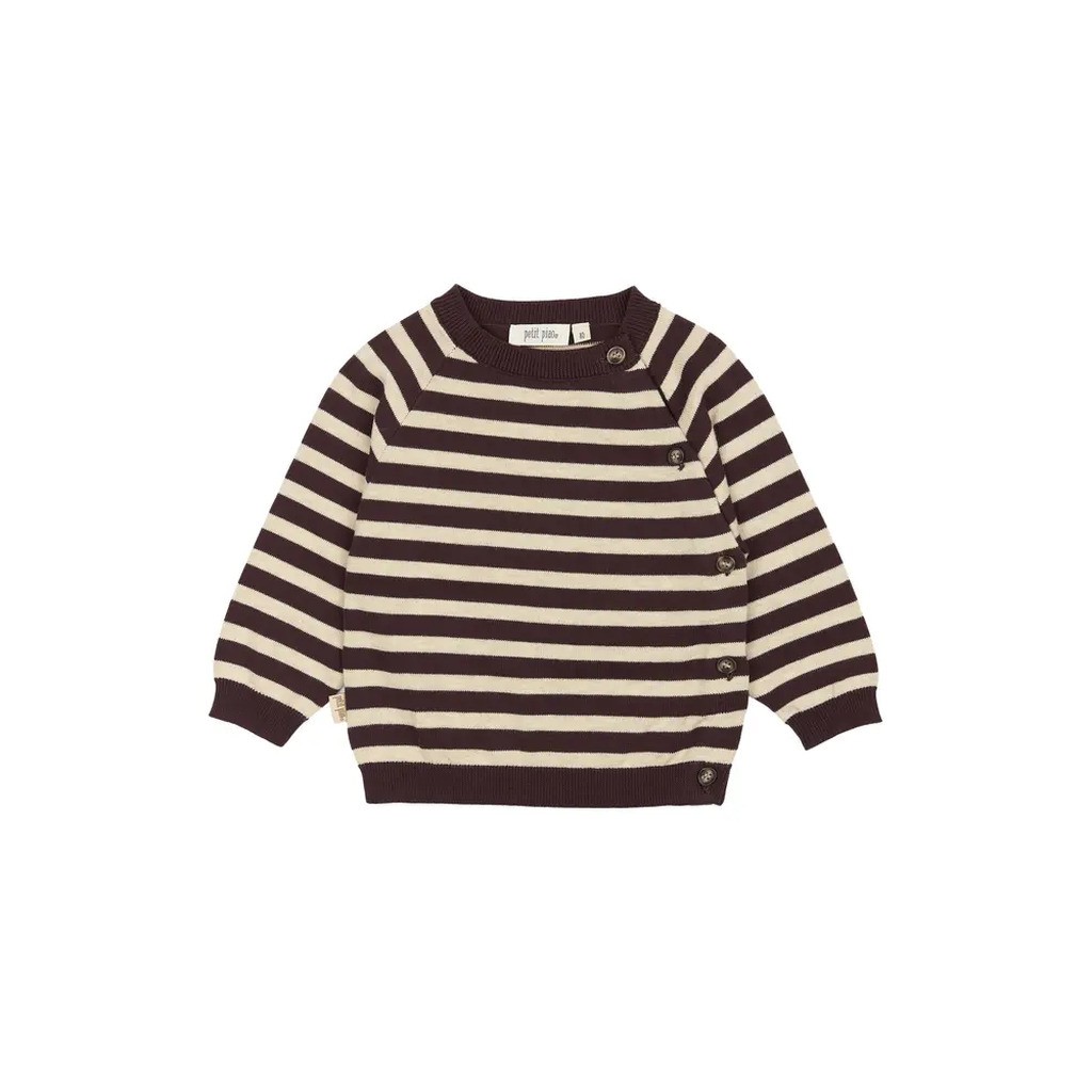 Striktrøje - Off White/Brown - 80