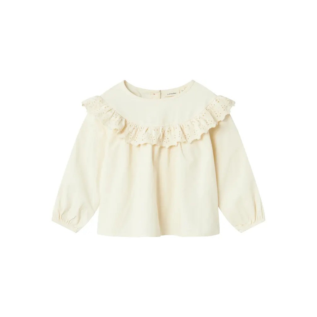 Saku langærmet loose emb top - TURTLEDOVE - 116