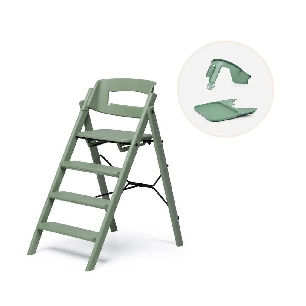Klapp højstol genbrugsplast inkl. bøjle og bakke - Grøn