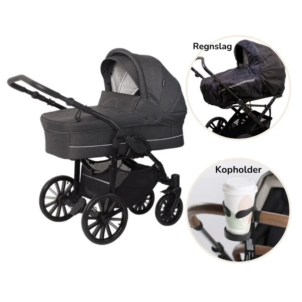 Nordic Lux inkl. regnslag og kopholder - Dark grey melange