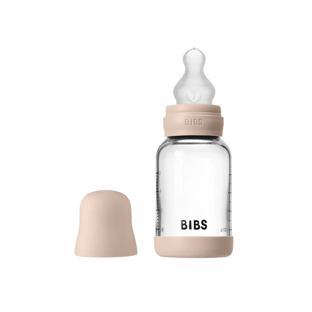 Glass baby bottle silicone 120 ml blush