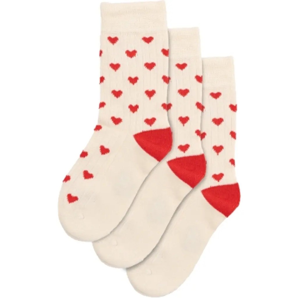 Bamboo hjerte strømper 3 pak - BRIGHT RED - 35/38