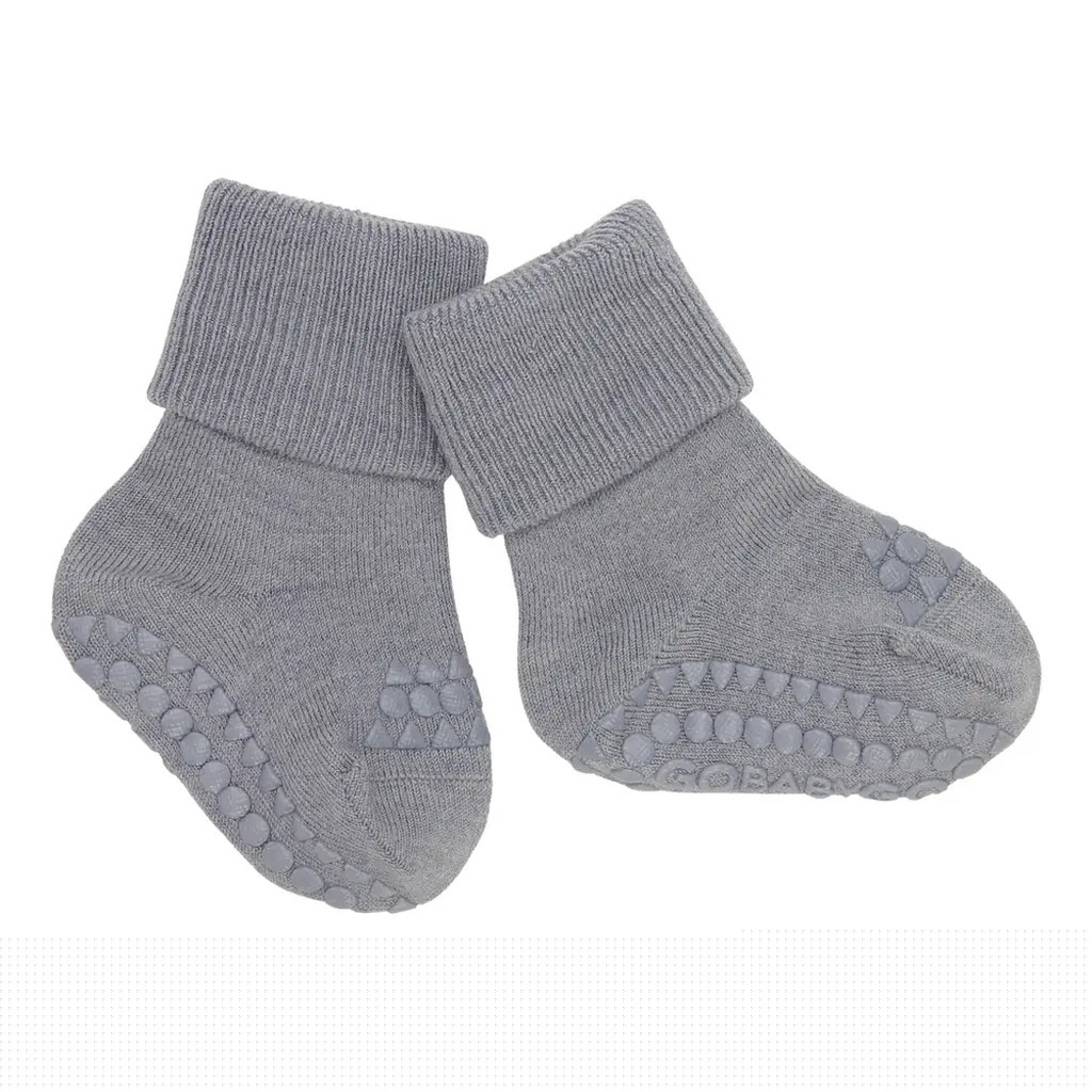 Skridsikre Strømper -  Merino Uld - Grey melange - 17/19