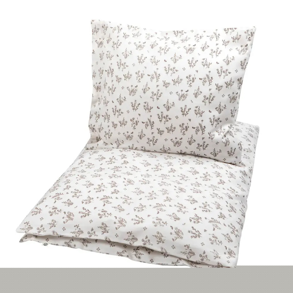 Junior sengetøj, 100x140 cm - Floral, beige,