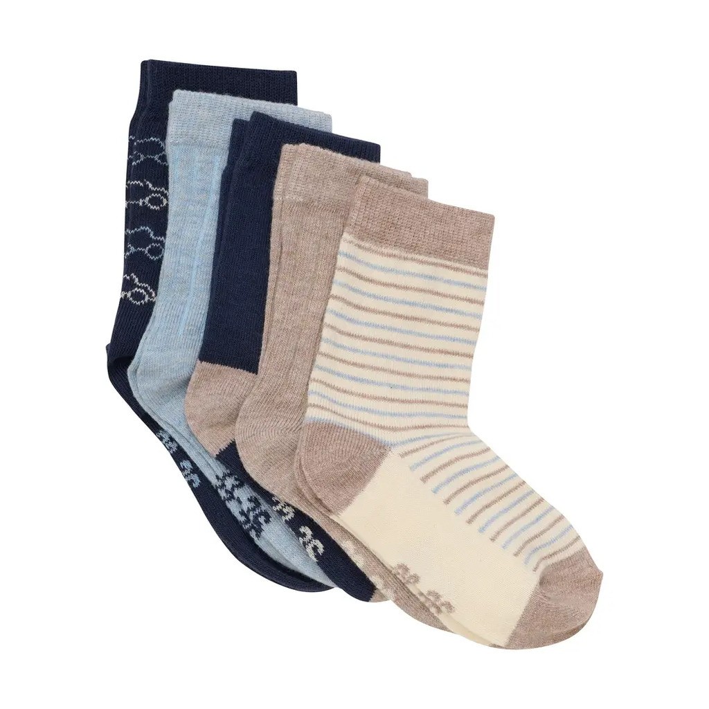 Strømpe m. mønster (5-pak) - Navy - 19/22